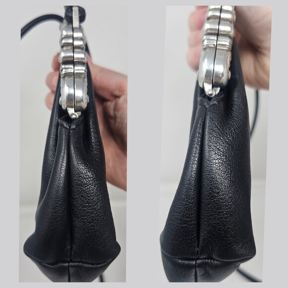 Vtg Rare Brighton One World Mini Mouse Crossbody Black Leather Ornate Kiss Lock - Picture 8 of 11